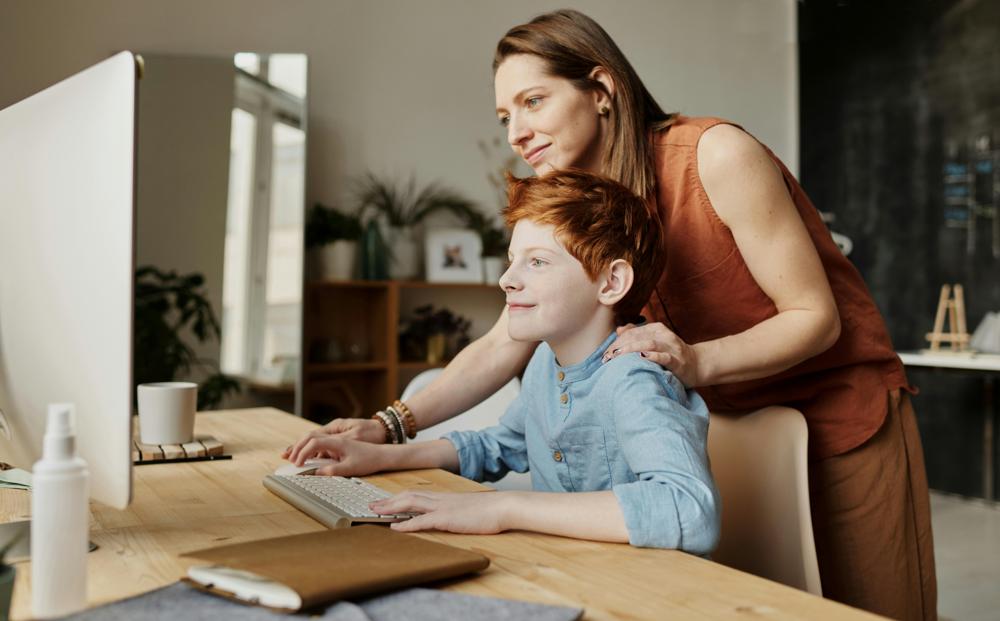 child studying